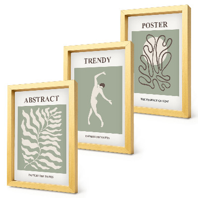 Zestaw 3 obrazów w ramie Roślinne wzory w odcieniach zieleni Henri Matisse
