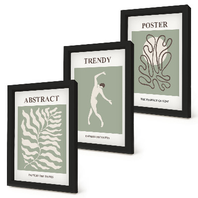 Zestaw 3 obrazów w ramie Roślinne wzory w odcieniach zieleni Henri Matisse