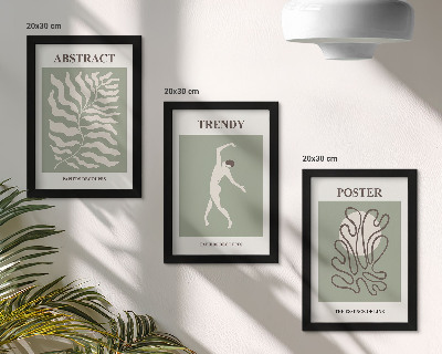 Zestaw 3 obrazów w ramie Roślinne wzory w odcieniach zieleni Henri Matisse
