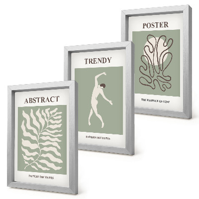 Zestaw 3 obrazów w ramie Roślinne wzory w odcieniach zieleni Henri Matisse