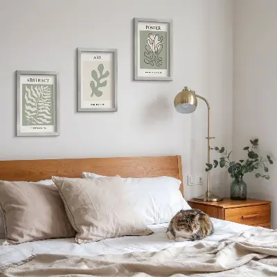 Tryptyk w ramie wzory roślinne w stylu Henriego Matisse'a