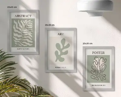 Tryptyk w ramie wzory roślinne w stylu Henriego Matisse'a