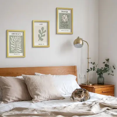Tryptyk w ramie wzory roślinne w stylu Henriego Matisse'a