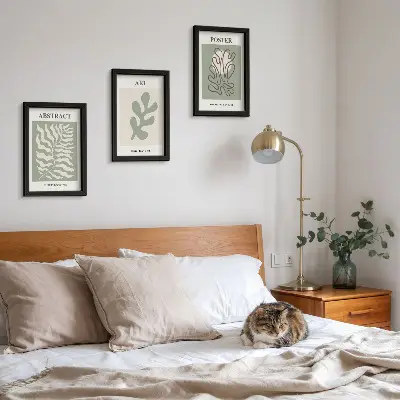 Tryptyk w ramie wzory roślinne w stylu Henriego Matisse'a