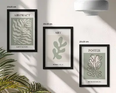 Tryptyk w ramie wzory roślinne w stylu Henriego Matisse'a