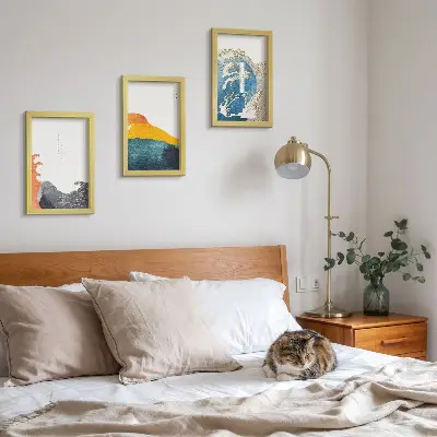 Fale w japońskim stylu graficznym tryptyk w ramie