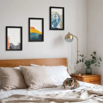 Fale w japońskim stylu graficznym tryptyk w ramie