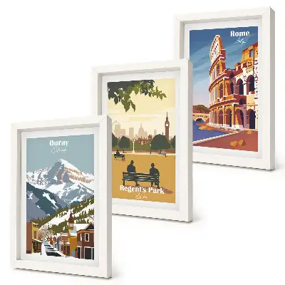Tryptyk w ramie przedstawiający góry w Ouray Park w Londynie oraz Koloseum w Rzymie