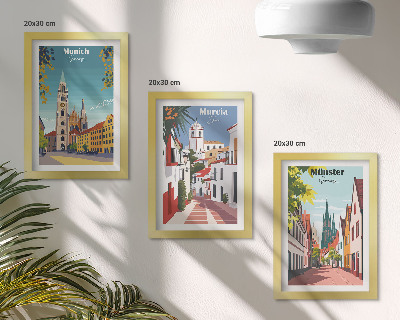 Dekoracja ścienna zestaw obrazów Miasta Europy w kolorowych ilustracjach