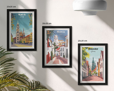 Dekoracja ścienna zestaw obrazów Miasta Europy w kolorowych ilustracjach