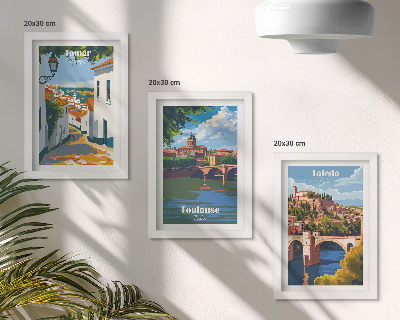 Dekoracja ścienna zestaw obrazów Grafiki znanych miast w stylu retro