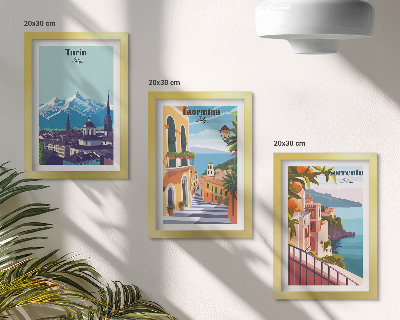 Dekoracja ścienna zestaw obrazów Kolorowe ilustracyjne widoki miast w stylu retro