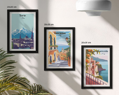 Dekoracja ścienna zestaw obrazów Kolorowe ilustracyjne widoki miast w stylu retro