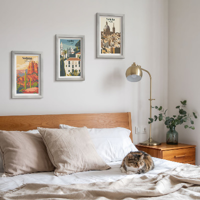 Dekoracja ścienna zestaw obrazów Widoki miast Sedona Sintra Valletta w stylu retro