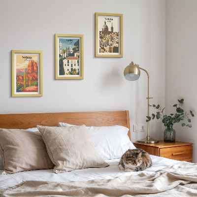 Dekoracja ścienna zestaw obrazów Widoki miast Sedona Sintra Valletta w stylu retro