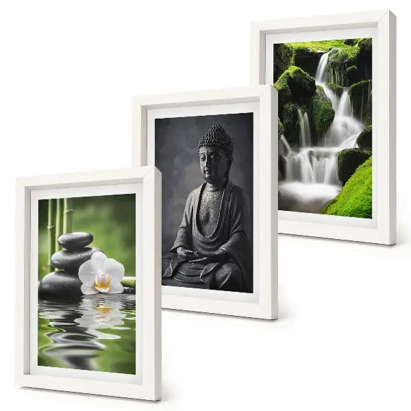 Zestaw obrazów dekoracja ścienna relaksujące motywy zen z wodą kamieniami i buddą