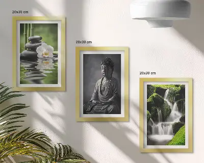 Zestaw obrazów dekoracja ścienna relaksujące motywy zen z wodą kamieniami i buddą