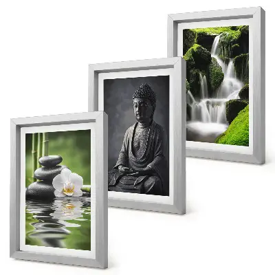 Zestaw obrazów dekoracja ścienna relaksujące motywy zen z wodą kamieniami i buddą