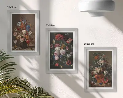 Zestaw obrazów dekoracja ścienna kwiaty w wazonach z roślinnymi kompozycjami w stylu vintage