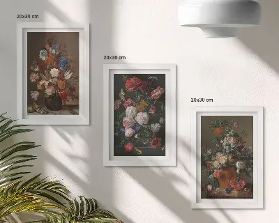 Zestaw obrazów dekoracja ścienna kwiaty w wazonach z roślinnymi kompozycjami w stylu vintage