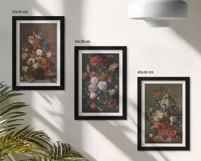 Zestaw obrazów dekoracja ścienna kwiaty w wazonach z roślinnymi kompozycjami w stylu vintage