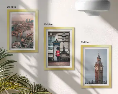 Widoki Londynu z mostem i Big Benem tryptyk w ramie