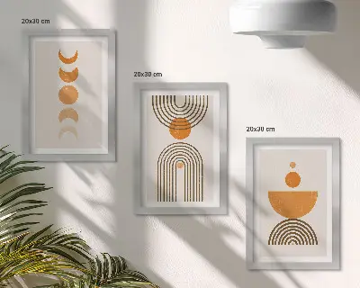 Tryptyk w ramie boho minimalistyczne wzornictwo dekoracyjne