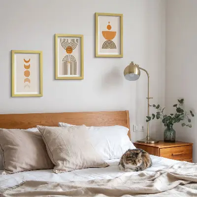 Tryptyk w ramie boho minimalistyczne wzornictwo dekoracyjne