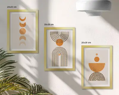 Tryptyk w ramie boho minimalistyczne wzornictwo dekoracyjne