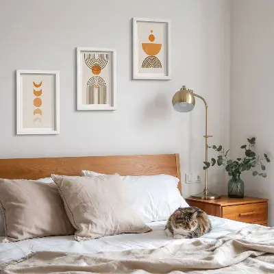 Tryptyk w ramie boho minimalistyczne wzornictwo dekoracyjne