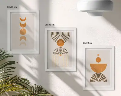 Tryptyk w ramie boho minimalistyczne wzornictwo dekoracyjne