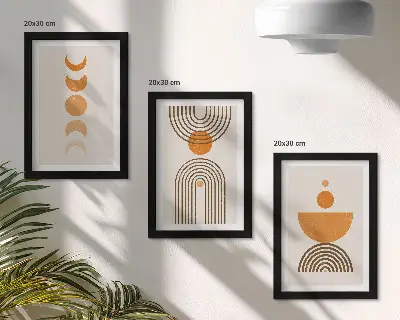 Tryptyk w ramie boho minimalistyczne wzornictwo dekoracyjne