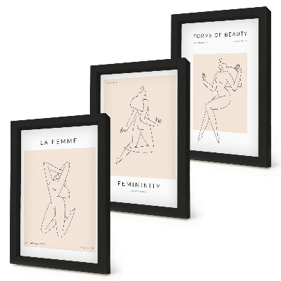 Dekoracja ścienna zestaw obrazów Linearne sylwetki kobiet w minimalistycznych posterach