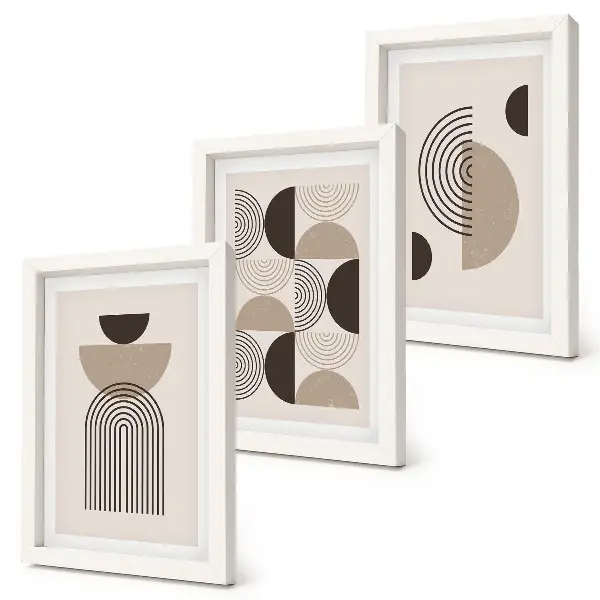 Abstrakcyjne wzory geometryczne w stylu minimalistycznym tryptyk w ramie