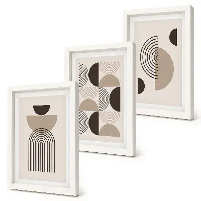 Abstrakcyjne wzory geometryczne w stylu minimalistycznym tryptyk w ramie