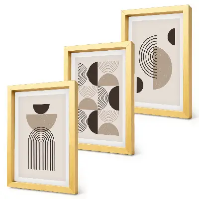 Abstrakcyjne wzory geometryczne w stylu minimalistycznym tryptyk w ramie