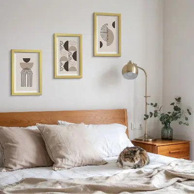Abstrakcyjne wzory geometryczne w stylu minimalistycznym tryptyk w ramie