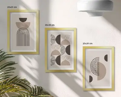 Abstrakcyjne wzory geometryczne w stylu minimalistycznym tryptyk w ramie