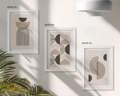 Abstrakcyjne wzory geometryczne w stylu minimalistycznym tryptyk w ramie