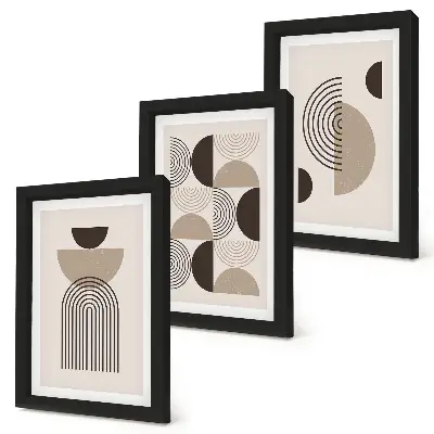 Abstrakcyjne wzory geometryczne w stylu minimalistycznym tryptyk w ramie