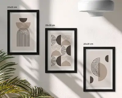 Abstrakcyjne wzory geometryczne w stylu minimalistycznym tryptyk w ramie