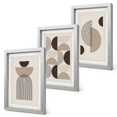 Abstrakcyjne wzory geometryczne w stylu minimalistycznym tryptyk w ramie