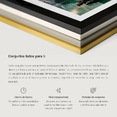 Zestaw obrazów dekoracja ścienna z motywem malowanych delikatnych liści w stylu boho
