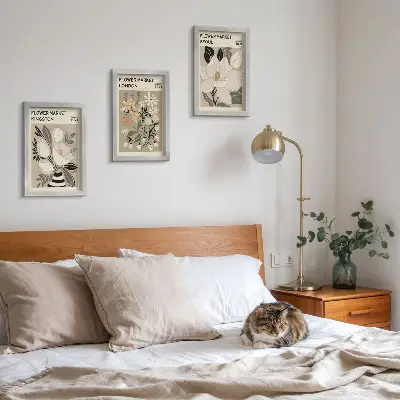 Tryptyk w ramie Kwiaty w stylu retro z różnych miast świata