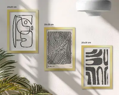 Zestaw obrazów dekoracja ścienna abstrakcyjne wzory z liniami i teksturami na jasnym tle