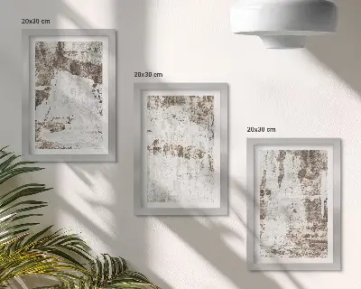Zestaw 3 obrazów w ramie Abstrakcyjne wzory w odcieniach bieli i brązu