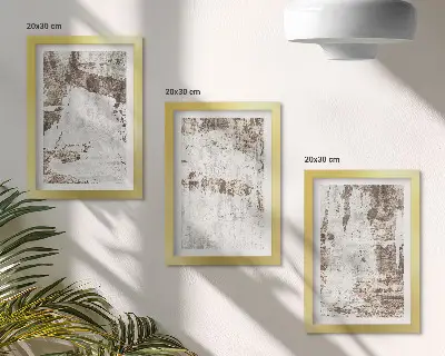 Zestaw 3 obrazów w ramie Abstrakcyjne wzory w odcieniach bieli i brązu