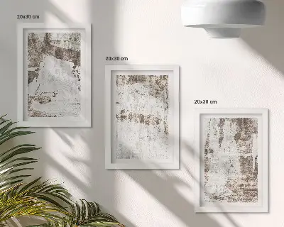 Zestaw 3 obrazów w ramie Abstrakcyjne wzory w odcieniach bieli i brązu