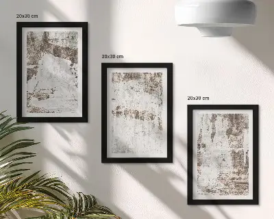Zestaw 3 obrazów w ramie Abstrakcyjne wzory w odcieniach bieli i brązu