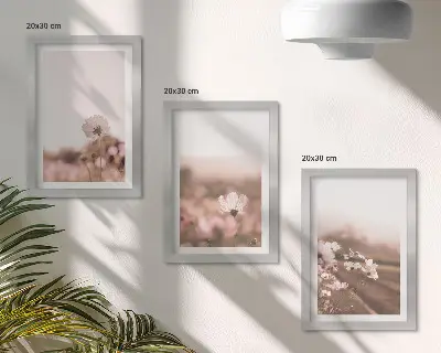 Zestaw obrazów dekoracja ścienna polne kwiaty na łąkach w romantycznym pejzażu